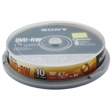 索尼（SONY）DVD-RW 1-2速4.7G 可擦写 碟片/光盘/刻录盘/空白光盘 桶装10片