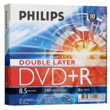 飞利浦（PHILIPS）DVD+R DL 碟片/空白光盘/刻录盘 8速8.5GB 单面双层 盒装10片