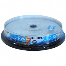 飞利浦（PHILIPS）CD-RW 4-12X 700MB 可擦写 空白刻录光盘/光碟 可重复刻录 桶装10片装