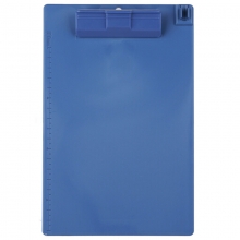 得力（deli）9254 塑料实色书写板夹/写字板夹 A5带笔夹带刻度 蓝色