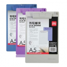 得力（deli）9254 塑料实色书写板夹/写字板夹 A5带笔夹带刻度 颜色随机 单个装