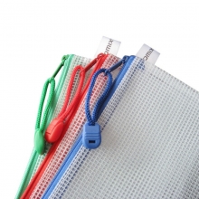 齐心（Comix）A1155 PVC防潮网格拉链袋/文件袋/资料袋 A4 (330*240mm) 颜色随机