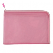 渡美（Dumei）NF-383  加厚PVC带内网透明文件袋/L开口型单拉链资料袋 A4 (35*26cm)  粉色