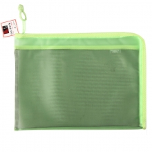 渡美（Dumei）NF-383  加厚PVC带内网透明文件袋/L开口型单拉链资料袋 A4 (35*26cm)  绿色