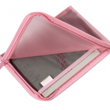 渡美（Dumei）NF-383  加厚PVC带内网透明文件袋/L开口型单拉链资料袋 A4 (35*26cm)  粉色