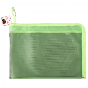 渡美（Dumei）NF-383-A4 L型PVC透明拉链袋/资料袋 35*26cm 浅绿色