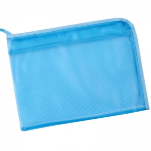 渡美（Dumei）NF-383-A4 L型PVC透明拉链袋/资料袋 35*26cm 浅蓝色