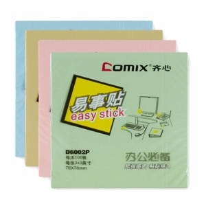 齐心（Comix）D6002 易事贴/便利贴/便签纸 76*76mm*100张 颜色随机 10本装