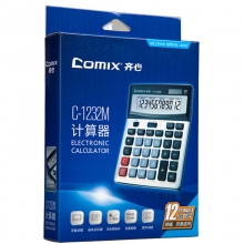 齐心（Comix）C-1232M 标准商务计算器/财务计算器 12位 灰色