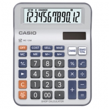 卡西欧（CASIO）MC-12M  多功能商务财务计算器/找零机/高识别度大键盘/找零功能 12位 小号 灰白色