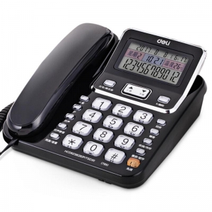 得力（deli）789 多功能大屏背光电话机 翻转可摇头/可接分机/固定电话/座机（黑色）