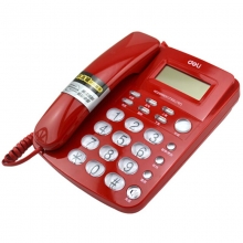 得力（deli）787 电话机/座机 透明按键/免电池/来电显示（红色）