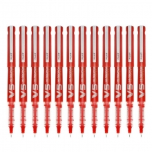 百乐（PILOT）BXC-V5 大容量可换胆走珠笔/BX-V5升级版水笔/签字笔（替芯BXS-IC-S3）0.5mm 红色 12支装