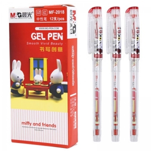 晨光（M&G）MF2018 米菲系列全针管中性笔（替芯MF2907）0.38mm 红色 12支/盒