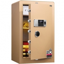 得力（deli）4107 指纹款电子密码保管箱保险柜 单门 高80cm 金色