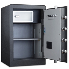 得力（deli）4106 指纹款电子密码保管箱保险柜 单门 高60cm 黑色