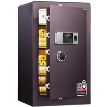 得力（deli）4107 指纹款电子密码保管箱保险柜 单门 高80cm 酒红色