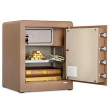 得力（deli）4078B 电子密码保管箱保险柜 高45CM  带内柜 金色