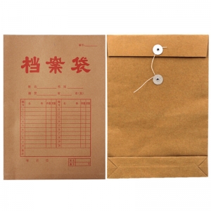 永硕（UOSO）A4-200克 底宽5cm 牛皮纸档案袋 牛皮纸资料袋绕绳袋（红字带框）25只/捆