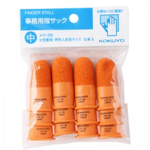 国誉（KOKUYO）MEDU-2B 进口护指套/手指套 中号（直径18.5*长45mm）橙色 12只/包