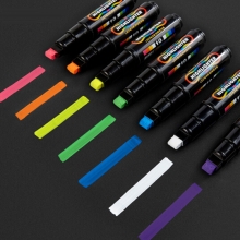 宝克（BAOKE）MP4902 LED电子屏广告彩绘笔/可擦荧光板笔/水性彩色标记笔/POP荧光笔 扁头10mm（蓝色）6支/盒