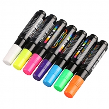 宝克（BAOKE）MP4902 LED电子屏广告彩绘笔/可擦荧光板笔/水性彩色标记笔/POP荧光笔 扁头10mm（黄色）6支/盒