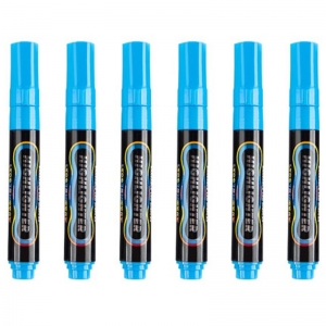 宝克（BAOKE）MP4901 可擦荧光笔/LDE电子屏荧光板笔/标记笔/广告彩绘笔（圆头）6支/盒 蓝色