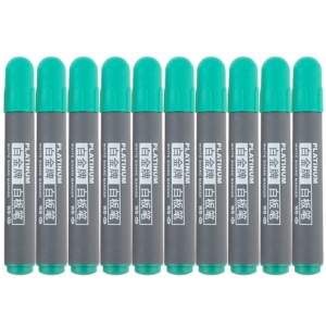 白金（PLATINUM） WB-45 可擦白板笔/单头白板笔 2mm 绿色 10支装