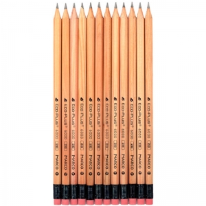 马可（MARCO）6000E 原木书写铅笔/素描绘图铅笔 12支盒装 2B 带橡皮头